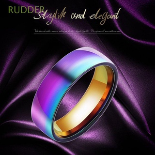 RUDDER Trendy Finger Ring Rainbow Jewelry Thumb Ring Stainless Steel Colorful Valentine's Day Gifts Wedding Ring Dreamlike Classic Fashion Accessories/Multicolor