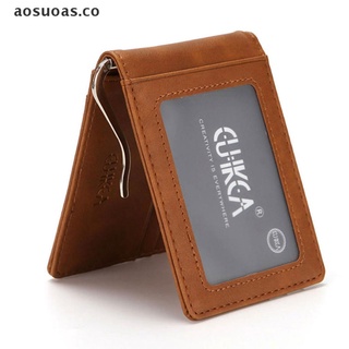 YANG RFID Men's Leather Slim Bifold Money Clip Wallet Front Pocket Credit Card Holder .