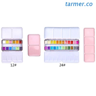tar1 12/24 glitter acuarela pintura colores sólidos artista acuarela pinturas rosa portátil