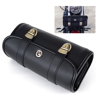Alforjas negras con correas de hebilla para motocicleta, herramienta lateral, bolsa de cola, equipaje de PU (1)