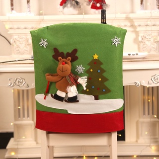 1Pc 3D navidad silla de comedor cubre Santa Claus muñeco de nieve alce decoración (5)