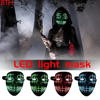 LED Mask Halloween Scary Mask Glowing Mask EL Wire Light Up Mask Cosplay Costume For Halloween Festival Party supplies BTH