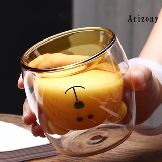 ay 250ml transparente de dibujos animados oso doble pared café leche jugo taza de vidrio aislado taza (4)