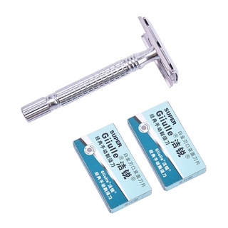 [NW] maquinilla de afeitar de acero inoxidable de doble cara para hombres 1 soporte de hoja+10 cuchillas de Newswallow (3)