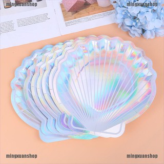 mingxuan: 8 pzs platos iridiscentes de chispas/platos de sirenita/decoración de boda
