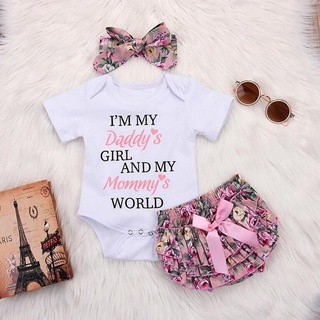 bebé mameluco niña mono+pantalones cortos florales diadema conjunto para recién nacido 0-18m bebé bebé ropa de verano