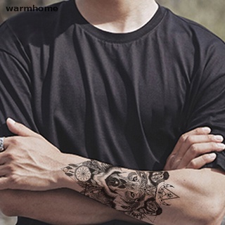 [warmhome] Calcomanías de tatuaje temporal de lobo impermeables tatuajes de mano falsos tatuajes adultos hombres arte corporal caliente