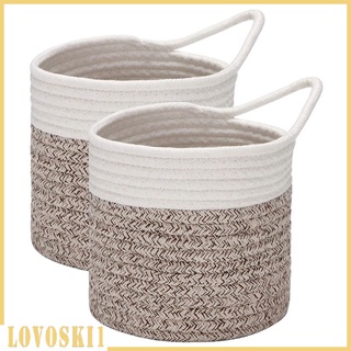 [LOVOSKI1] 2 cestas de almacenamiento tejidas pequeñas cestas redondas de pared cestas de almacenamiento