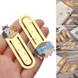 animor papelería marcador regalo etiqueta libro carpeta de dibujos animados suministros escolares metal chapado en oro lindo gatos (7)