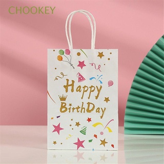 chookey embalaje de regalo bolsas de papel bolso de caramelo bolsa de feliz cumpleaños niños favores bebé ducha pastel impreso patrón globo fiesta suministros de dibujos animados