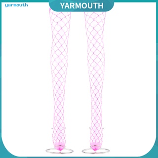Yar diariamente usando medias de encaje de red sobre la rodilla calcetines altos de red exquisita artesanía para niña