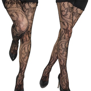 [treewateritn] medias de malla negra con patrón de malla para mujeres/medias de medias largas/calcetines altos [co]