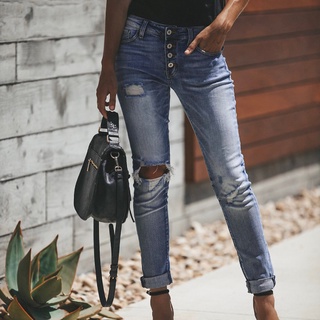 las mujeres de talle alto flaco denim jeans estiramiento delgado pantalones de longitud de becerro jeans