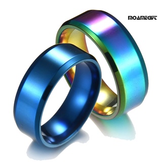 Moamegift 1 anillo Unisex de acero inoxidable espejo ligero anillo de dedo para boda