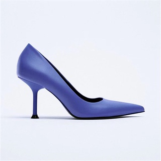 Zara nueva moda puntiaguda poco profunda tacones altos y tacones delgados versátiles zapatos de mujer profesionales