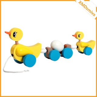 Yellow Duck Pull-Along Wooden Toy, Bright Colors for Toddler Baby Walker (1)