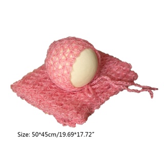 Cind bebé bebé manta gorra telón de fondo conjunto de fotografía recién nacido Props esponjoso estiramiento de punto envoltura de malla sombrero (2)
