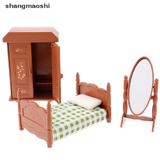 Shang 1:12 muebles Miniatura Para Casa De muñecas/juego De dormitorio/Cama/espejo/Modelo De Gabinete