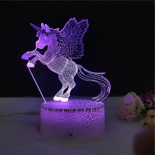unicornio en forma de 3d led luz de noche lindo dormitorio lámpara de mesa romántico encantador regalos hogar fiesta luces decorativas para niños-3 (8)