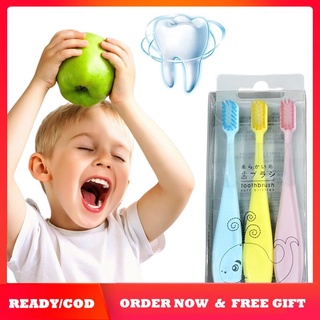 juego de 3 cepillos de dientes de silicona de cerdas suaves para dientes de niños, cepillos de dientes lindos, cepillos de dientes