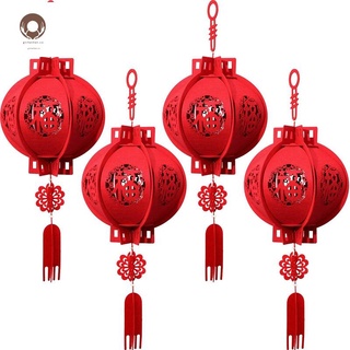 4 piezas chino año nuevo linternas rojas colgando linternas rojo fu rompecabezas 3d linterna para decoraciones de festival