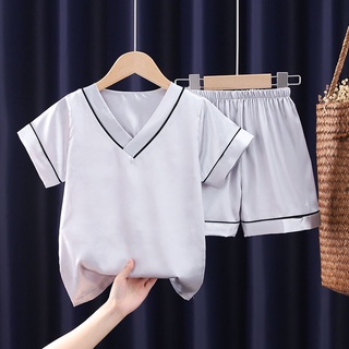 Pijamas para niños: ropa para niños, hermanas y hermanos, camisón de dos piezas, Color sólido, moda, pantalones cortos de manga corta (1)