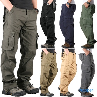 Pantalones de carga de los hombres [en] pantalones militares de combate del ejército de trabajo senderismo al aire libre Multi bolsillos