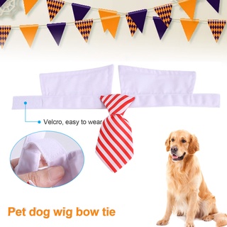 yupdia.co 2Pcs/Set Pet Headdress Bow Tie Stripes Pattern Dress-up Adjustable Funny Pet Dogs Wig Grooming Ties Kit for Halloween