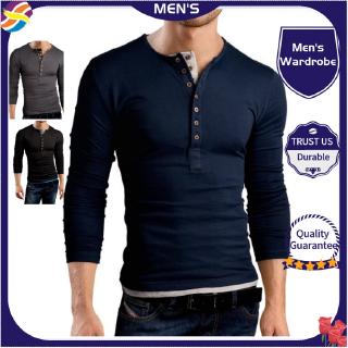 camiseta de los hombres de manga larga sweashirt casual fitness ropa deportiva henry camisas slim fit polo camisetas (1)