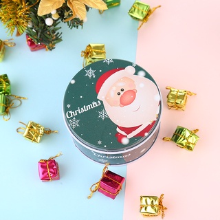 Navidad forma redonda caja de lata caja de caramelos de navidad caja de hojalata