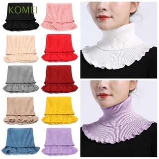 Komei moda invierno a prueba de viento mujeres desmontables con orejas de madera de punto falso Collar bufanda/Multicolor