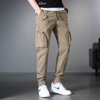 cargo jogger pantalones elásticos cintura lápiz pantalones hombres tobillo longitud pantalones de carga