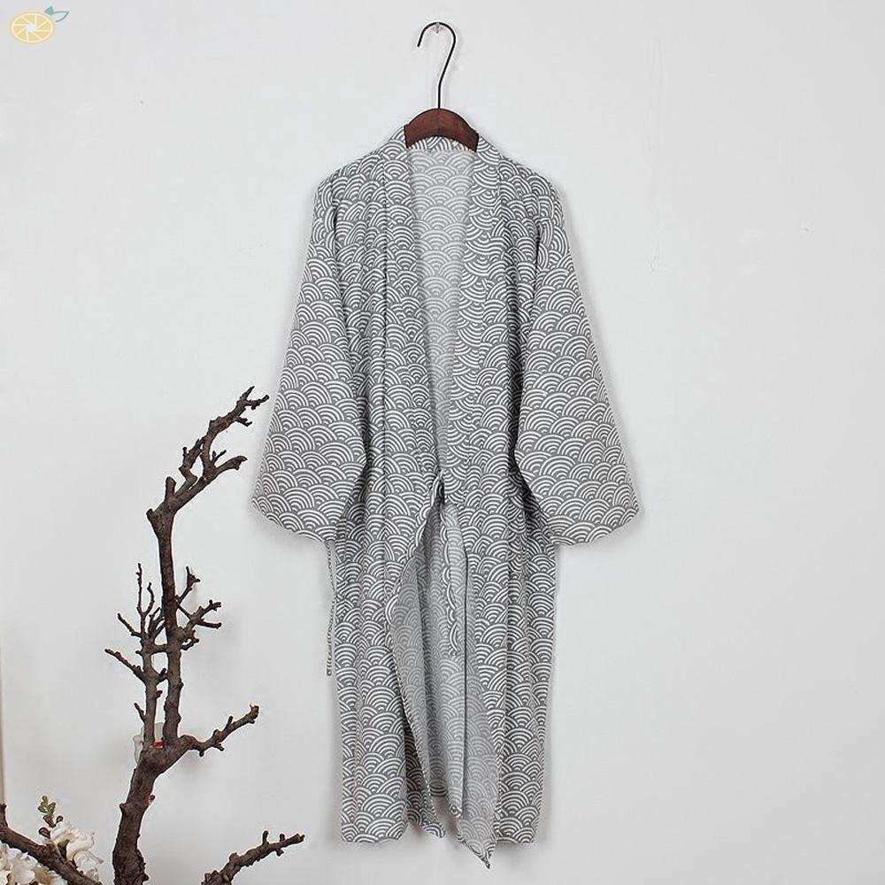 bata para hombre yukata kimono impreso loungewear largo vestido cómodo ropa de dormir casual (2)
