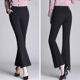 mujer pantalones micro-flared oficina estiramiento mujeres cierre cintura alta