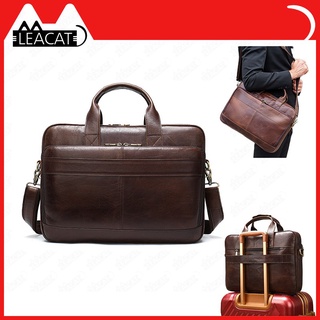 Leacat de los hombres de la bolsa de cuero de los hombres maletín de oficina bolsas para los hombres bolsa de cuero genuino bolsas de ordenador portátil masculino tote maletín bolso (1)