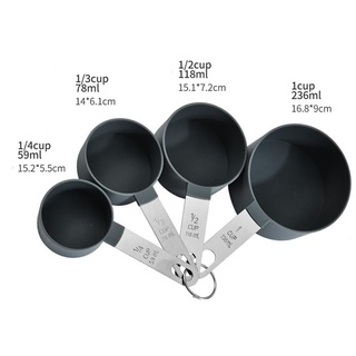 236/118/78/59 ml 4 unids/Set de plástico gris oscuro medidor de cocina café utensilios de hornear cucharas E2V3 (5)