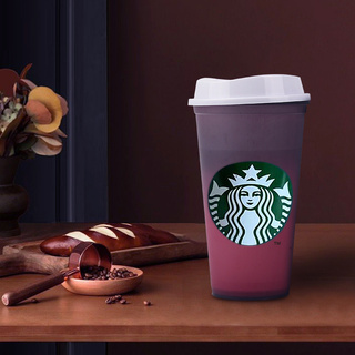 Starbucks - taza de café con cambio de Color navideño, reutilizable, 473 ml, vaso de plástico con tapa ()