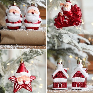 Lansel 2 piezas/paquete combinación colgante de cinco puntas decoraciones estrella de navidad helado nuevo año nuevo muñeco de nieve casa árbol de navidad (9)