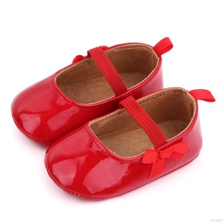 Simba bebé niña sólido princesa zapatos bebé Bowknot suela suave zapatillas de deporte niño antideslizante zapatos de caminar (7)