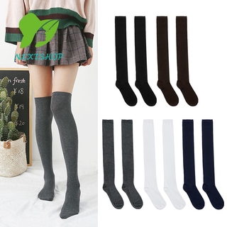 NEXTSHOP medias de moda Casual sobre la rodilla calcetines de rodilla señoras niñas elástico algodón caliente muslo alto/Multicolor