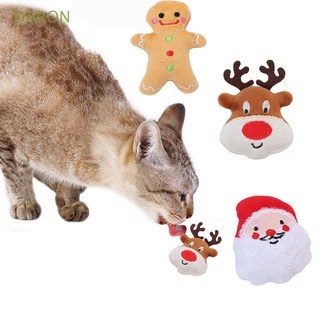Daron perro Catnip almohadas masticando ChristmasToys gato menta juguetes lindo Santa Claus alce jengibre hombre divertido suave mascota masticar juguete