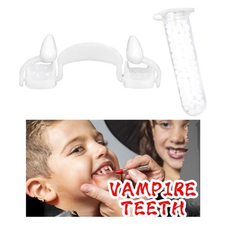 Retractable Vampire Fangs Halloween Cosplay Fake Teeth Kit Party Prop