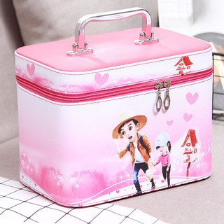 Bolsa cosmética de gran capacidad de dibujos animados lindo chica portátil aseo cosmético caja de almacenamiento de equipajeluluqi88.my5.18 50% (5)