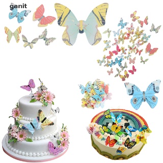 [ganit] 42 piezas mixtas de mariposa comestible glutinosas obleas de papel de arroz para tartas de cupcake [ganit]