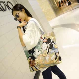Nuevo bolso de mujer bordado de dibujos animados bolso de lona Simple bolso de hombro estilo coreano Casual Bolso grande bolso de compras bolso de moda (4)