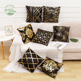 Qummall-cushion Golden INS - almohada de estilo nórdico, estampado de sofá de felpa corto, cuadrado, yqueenmall