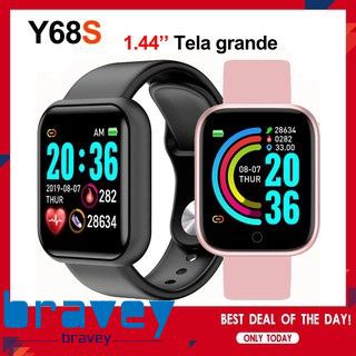 Y68 reloj inteligente bluetooth fitness deportivo pro watch monitor de ritmo cardiaco presión arterial para android ios bravey