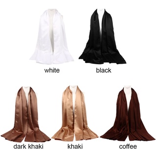 FOOT 180x70cm Smooth Muslim Hijab Matte Effect Tudung Headscarf Satin Shawl for Women Silk Material Solid Color Breathable Women Scarf/Multicolor (2)