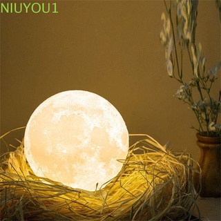 NIUYOU 8cm LED Night Light Creative Luminaires Moon Lamp Indoor Ornament Birthday Gift 3D Print Home Decoration Children Indoor Lighting