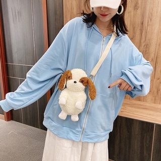 moda de felpa de las mujeres de juguete bolso de hombro de dibujos animados bolsa de mensajero de los niños regalo de estudiante lindo perro bolsa de muñeca